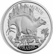 2 Pounds - Charles III Stegosaurus; Silver Proof, United Kingdom, 2024 reverse image