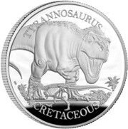 2 Pounds - Charles III Tyrannosaurus; Silver Proof, United Kingdom, 2024 reverse image