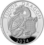 2 Pounds - Charles III Tudor Dragon; Silver Proof, United Kingdom, 2024 reverse image