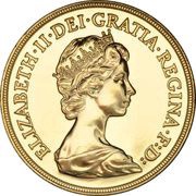 5 Sovereigns - Elizabeth II 2nd portrait; Brilliant Uncirculated obverse image