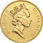 5 Sovereigns - Elizabeth II 3rd portrait; Brilliant Uncirculated obverse image