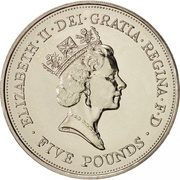 5 Pounds - Elizabeth II 3rd portrait; Queen Mother obverse image