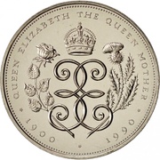 5 Pounds - Elizabeth II 3rd portrait; Queen Mother, United Kingdom, 1990 reverse image