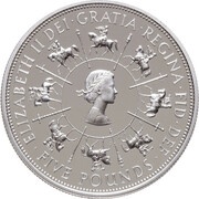 5 Pounds - Elizabeth II 40th Coronation Jubilee; Silver Proof obverse image