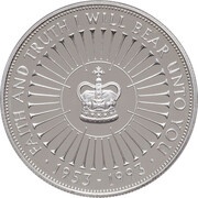 5 Pounds - Elizabeth II 40th Coronation Jubilee; Silver Proof, United Kingdom, 1993 reverse image