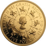 5 Pounds - Elizabeth II 40th Coronation Jubilee; Gold Proof obverse image