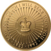 5 Pounds - Elizabeth II 40th Coronation Jubilee; Gold Proof, United Kingdom, 1993 reverse image