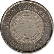 1000 Réis, Brazil, 1889 reverse image