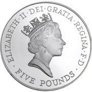 5 Pounds - Elizabeth II Queen's 70th Birthday; Silver Proof obverse image
