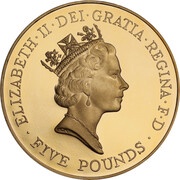 5 Pounds - Elizabeth II Queen's 70th Birthday; Gold Proof obverse image