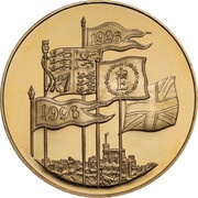 5 Pounds - Elizabeth II Queen's 70th Birthday; Gold Proof, United Kingdom, 1996 reverse image