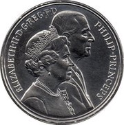 5 Pounds - Elizabeth II Golden Wedding obverse image