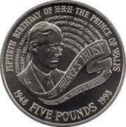 5 Pounds - Elizabeth II 4th portrait; Prince Charles' 50th Birthday, United Kingdom, 1998 reverse image