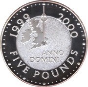 5 Pounds - Elizabeth II Millennium; Silver Proof, United Kingdom, 1999 reverse image