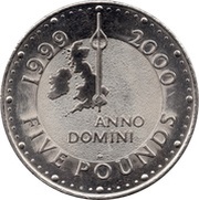5 Pounds - Elizabeth II 4th portrait; Millennium, United Kingdom, 1999-2000 reverse image