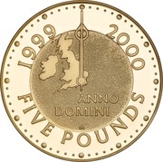 5 Pounds - Elizabeth II Millennium; Gold Proof, United Kingdom, 1999-2000 reverse image