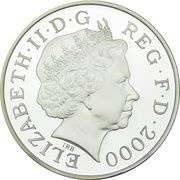 5 Pounds - Elizabeth II Millennium; Gold-highlighted Silver Proof obverse image