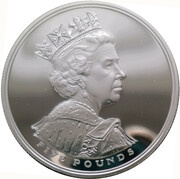 5 Pounds - Elizabeth II Golden Jubilee; Silver Proof, United Kingdom, 2002 reverse image