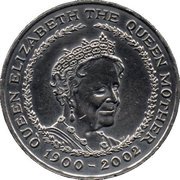 5 Pounds - Elizabeth II 4th portrait; Queen Mother, United Kingdom, 2002 reverse image