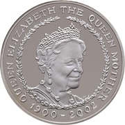 5 Pounds - Elizabeth II Queen Mother; Silver Proof, United Kingdom, 2002 reverse image