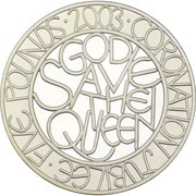 5 Pounds - Elizabeth II Coronation Jubilee; Silver Proof, United Kingdom, 2003 reverse image