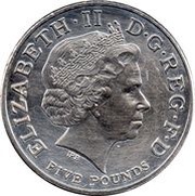 5 Pounds - Elizabeth II 4th portrait; Entente Cordiale obverse image
