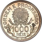 1000 Réis no dashes between stars, Brazil, 1913 reverse image
