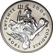 5 Pounds - Elizabeth II Entente Cordiale; Platinum Proof, United Kingdom, 2004 reverse image