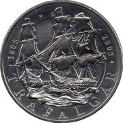 5 Pounds - Elizabeth II 4th portrait; Trafalgar, United Kingdom, 2005 reverse image