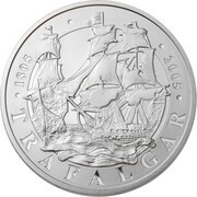 5 Pounds - Elizabeth II Trafalgar; Silver Proof, United Kingdom, 2005 reverse image