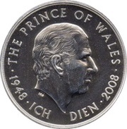 5 Pounds - Elizabeth II 4th portrait; Prince Charles 60th Birthday, United Kingdom, 2008 reverse image