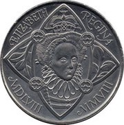 5 Pounds - Elizabeth II 4th portrait; Queen Elizabeth I, United Kingdom, 2008 reverse image