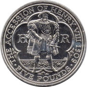 5 Pounds - Elizabeth II 4th portrait; King Henry VIII, United Kingdom, 2009 reverse image