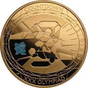 5 Pounds - Elizabeth II XXX Olympiad, Countdown 3; Gold Proof, United Kingdom, 2009 reverse image