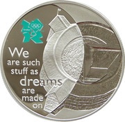5 Pounds - Elizabeth II Globe Theatre; Silver Proof, United Kingdom, 2009 reverse image