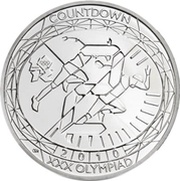 5 Pounds - Elizabeth II 4th portrait; XXX Olympiad, Countdown 2, United Kingdom, 2010 reverse image