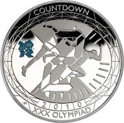 5 Pounds - Elizabeth II XXX Olympiad, Countdown 2; Silver Proof, United Kingdom, 2010 reverse image