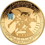 5 Pounds - Elizabeth II XXX Olympiad, Countdown 2; Gold Proof, United Kingdom, 2010 reverse image