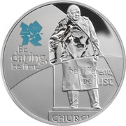 5 Pounds - Elizabeth II Winston Churchill; Silver Proof, United Kingdom, 2010 reverse image