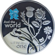 5 Pounds - Elizabeth II Unity; Silver Proof, United Kingdom, 2010 reverse image
