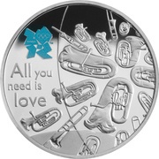 5 Pounds - Elizabeth II Music; Silver Proof, United Kingdom, 2010 reverse image