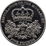 5 Pounds - Elizabeth II 4th portrait; Restoration of the Monarchy, United Kingdom, 2010 reverse image