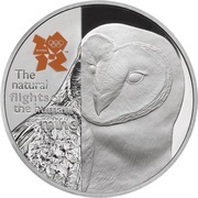 5 Pounds - Elizabeth II Barn Owl; Silver Proof, United Kingdom, 2010 reverse image