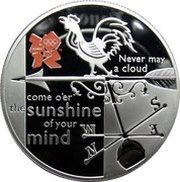5 Pounds - Elizabeth II Weathervane; Silver Proof, United Kingdom, 2010 reverse image