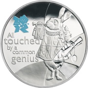 5 Pounds - Elizabeth II White Rabbit; Silver Proof, United Kingdom, 2010 reverse image