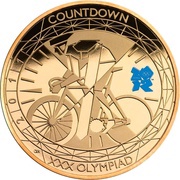 5 Pounds - Elizabeth II XXX Olympiad, Countdown 1; Gold Proof, United Kingdom, 2011 reverse image