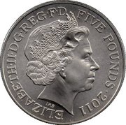 5 Pounds - Elizabeth II 4th portrait; Royal Wedding obverse image