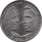 5 Pounds - Elizabeth II 4th portrait; Royal Wedding, United Kingdom, 2011 reverse image
