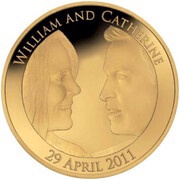 5 Pounds - Elizabeth II Royal Wedding; Gold Proof, United Kingdom, 2011 reverse image