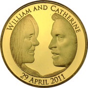 5 Pounds - Elizabeth II Royal Wedding; Gold-Plated Silver Proof, United Kingdom, 2011 reverse image